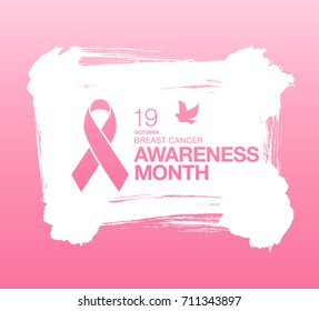 Breast cancer awareness month. Awareness ribbon. Vector illustration