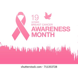 Breast cancer awareness month. Awareness ribbon. Vector illustration