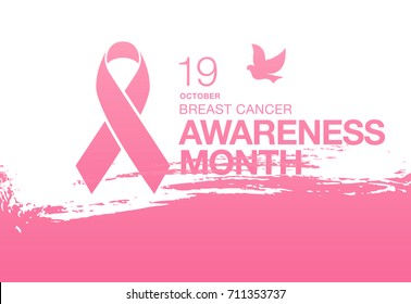 Breast cancer awareness month. Awareness ribbon. Vector illustration