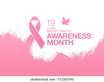 Breast cancer awareness month. Awareness ribbon. Vector illustration