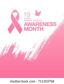 Breast cancer awareness month. Awareness ribbon. Vector illustration