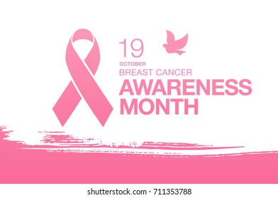 Breast cancer awareness month. Awareness ribbon. Vector illustration