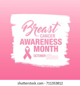 Breast cancer awareness month. Awareness ribbon. Vector illustration