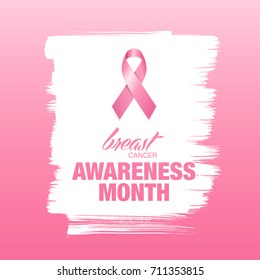 Breast cancer awareness month. Awareness ribbon. Vector illustration