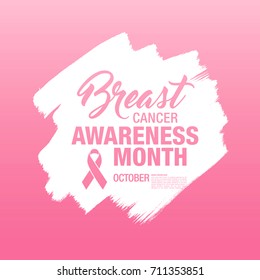 Breast cancer awareness month. Awareness ribbon. Vector illustration