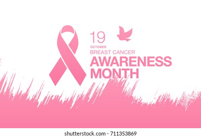 Breast cancer awareness month. Awareness ribbon. Vector illustration