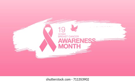 Breast cancer awareness month. Awareness ribbon. Vector illustration