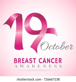 Breast cancer awareness month. Awareness ribbon. Vector illustration