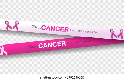 Breast Cancer Awareness Month. Ribbons and balloons in pink. Realistic vector llustration