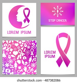 Breast Cancer Awareness Month. Set of Banners, Flyers, Placards and Posters