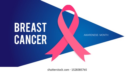 Breast cancer awareness month simple modern poster background design. Pink bow ribbon vector illustration graphic template