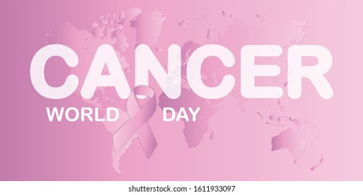 Breast cancer awareness month simple poster with pink ribbon gradient background design. Vector Illustration