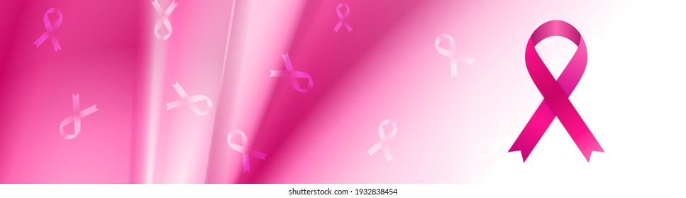 Breast cancer awareness month. Smooth stripes and ribbon tape banner vector design