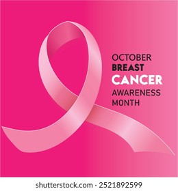 Breast cancer awareness month social media post template design. Editable banner with pink background and ribbon illustration, Breast cancer awareness, Breast cancer. Vector eps