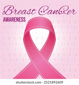 Breast cancer awareness month social media post template design. Editable banner with pink background and ribbon illustration, Breast cancer awareness, Breast cancer. Vector eps