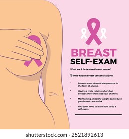 Breast cancer awareness month social media post template design. Editable banner with pink background and ribbon illustration, Breast cancer awareness, Breast cancer. Vector eps