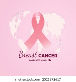 Breast cancer awareness month social media post template design. Editable banner with pink background and ribbon illustration, Breast cancer awareness, Breast cancer. Vector eps
