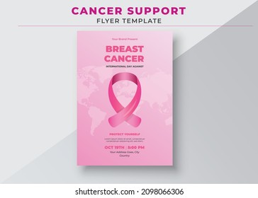 Breast Cancer Awareness Month, Breast Cancer Support Group flyer, Cancer Support Group Flyers Template