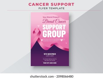 Breast Cancer Awareness Month, Breast Cancer Support Group flyer, Cancer Support Group Flyers Template