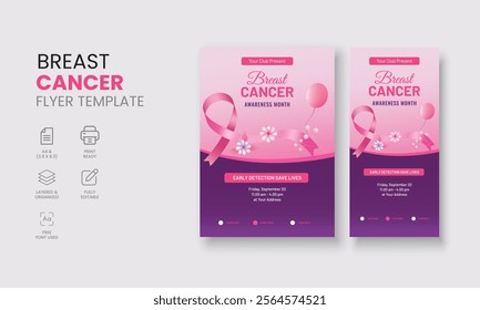 Breast Cancer Awareness Month, Breast Cancer Support Group flyer, Cancer Support Group Flyers Template, Breast Cancer Banner