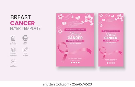 Breast Cancer Awareness Month, Breast Cancer Support Group flyer, Cancer Support Group Flyers Template, Breast Cancer Banner