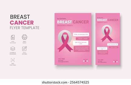 Breast Cancer Awareness Month, Breast Cancer Support Group flyer, Cancer Support Group Flyers Template, Breast Cancer Banner