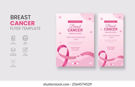 Breast Cancer Awareness Month, Breast Cancer Support Group flyer, Cancer Support Group Flyers Template, Breast Cancer Banner