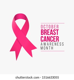 Breast cancer awareness month symbol emblem with vector pink ribbon sign. vector support awareness icon on white background.