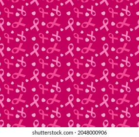 Breast cancer awareness month symbol emblem seamless pattern. vector.