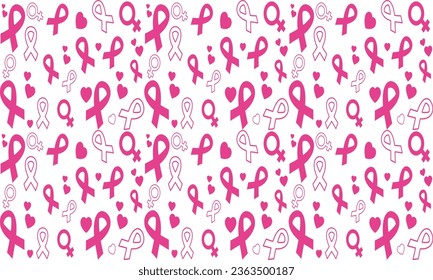 Breast cancer awareness month symbol emblem seamless pattern. vector.Breast cancer awareness pattern
