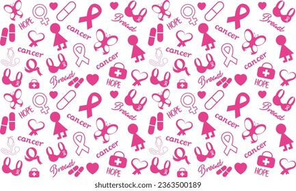 Breast cancer awareness month symbol emblem seamless pattern. vector.Breast cancer awareness pattern
