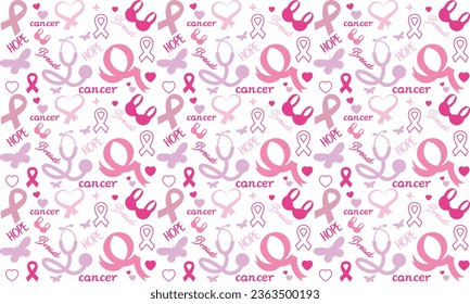 Breast cancer awareness month symbol emblem seamless pattern. vector.Breast cancer awareness pattern
