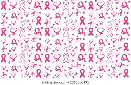 Breast cancer awareness month symbol emblem seamless pattern. vector.Breast cancer awareness pattern
