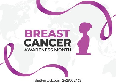 Breast cancer awareness month symbol with vector pink ribbon.