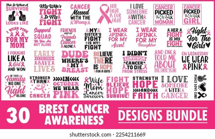 Breast Cancer Awareness Month T-Shirts Designs Bundle