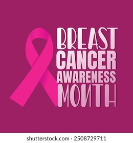 Breast cancer awareness month typography vector illustration with illness pink ribbon icon. Breast cancer awareness template, banner, poster, greeting card.