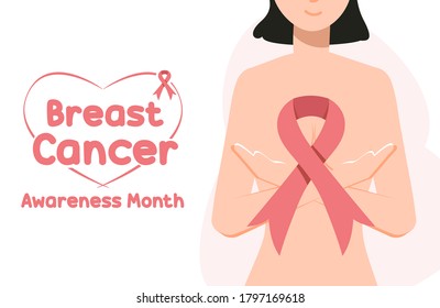 Breast Cancer Awareness Month Vector Illustration,World Cancer Day, October Breast Cancer Day Ribbon