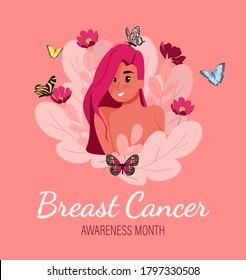 Breast Cancer Awareness Month Vector Illustration, World Cancer Ribbon, Pink ribbon, Support Breast Cancer Survivor Poster Slogan Flat Design