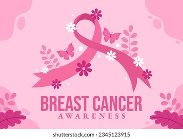 Breast Cancer Awareness Month Vector Illustration of Diverse Women with Pink Support Ribbon for Healthcare Campaign Solidarity Background Templates