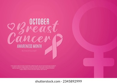 Breast cancer awareness month vector illustration pink gradient ribbon illustration