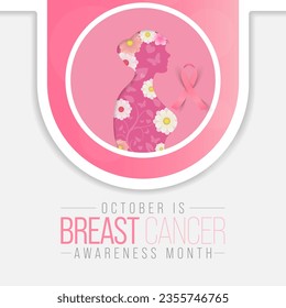 Breast Cancer awareness month vector illustration, soft pink ribbon and typography, symbolizing hope and unity, encourages hope and support.