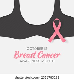 Breast Cancer awareness month vector illustration, soft pink ribbon and typography, symbolizing hope and unity, encourages hope and support.