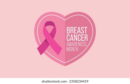 Breast Cancer awareness month vector illustration, soft pink ribbon and typography, symbolizing hope and unity, encourages hope and support.