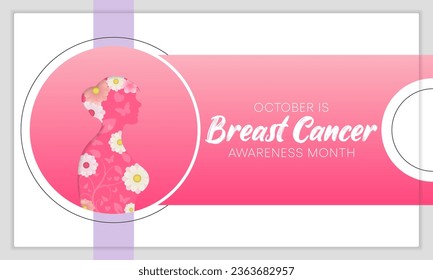 Breast Cancer awareness month vector illustration, soft pink ribbon and typography, symbolizing hope and unity, encourages hope and support.