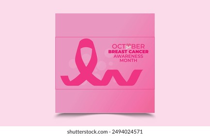 Anuncio de Vector con cinta rosa, cinta rosa brillante. diseño de la tarjeta de felicitación para octubre mes de conciencia del cáncer de mama. simple, mínimo y color. utilizado para el cartel, Anuncio