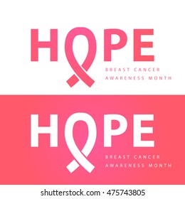 Breast cancer Awareness month.Pink ribbon in the shape of O in the world Hope for web banner or poster.