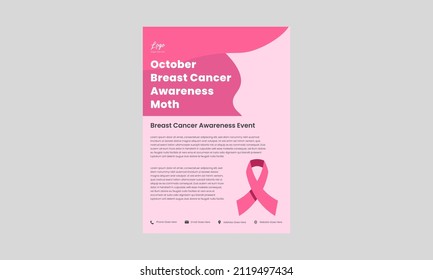 breast cancer awareness October flyer design. breast cancer awareness month poster leaflet design. defeat breast cancer flyer template.
