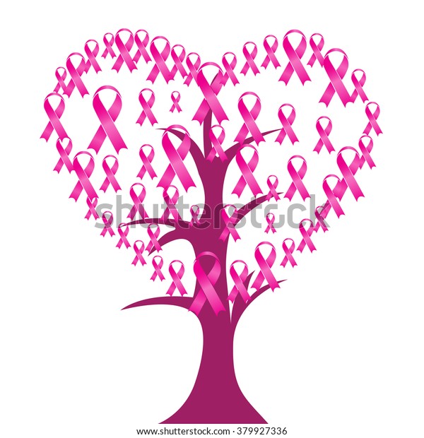 Breast Cancer Awareness On Tree Heartshaped Stock Vector Royalty Free 379927336