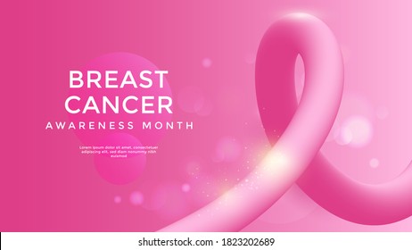 Breast Cancer awareness with Pink 3d ribbon. Vector illustration