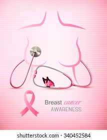 Breast cancer awareness pink background. Vector.